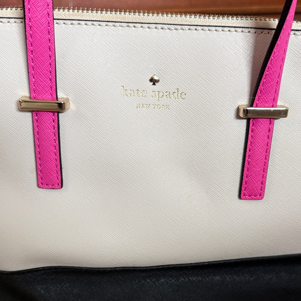 Kate Spade Black and Cream Satchel with Pink Straps - Picture 2 of 3